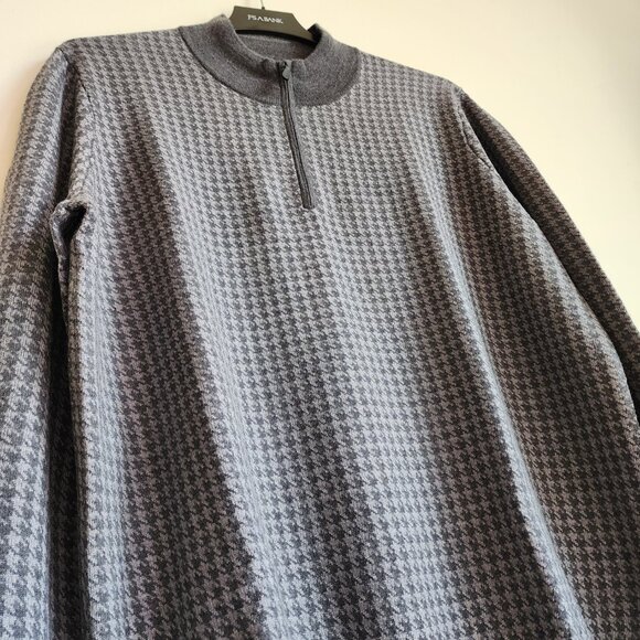 2XL Sweater Gray Jos A Bank Mock Neck Quarter Zip Mens New Merino Wool Blend Nwt - Picture 15 of 17
